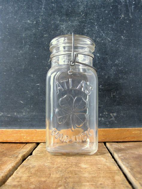 atlas glass canning jars|vintage atlas good luck jar.